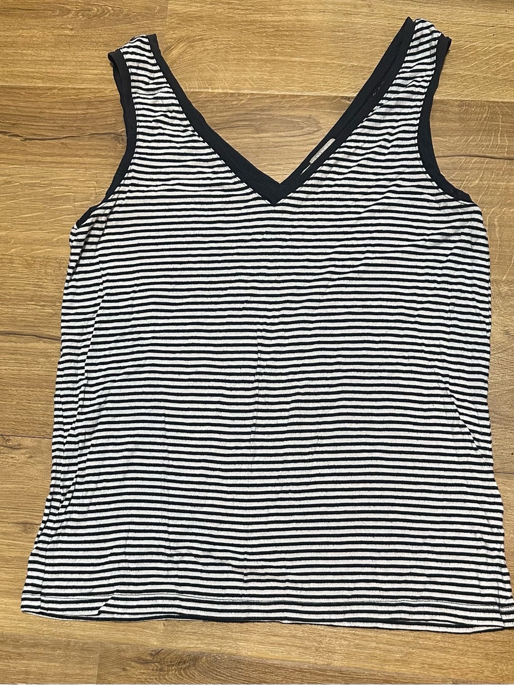 Banana Republic Black and White Striped V-Neck Tank